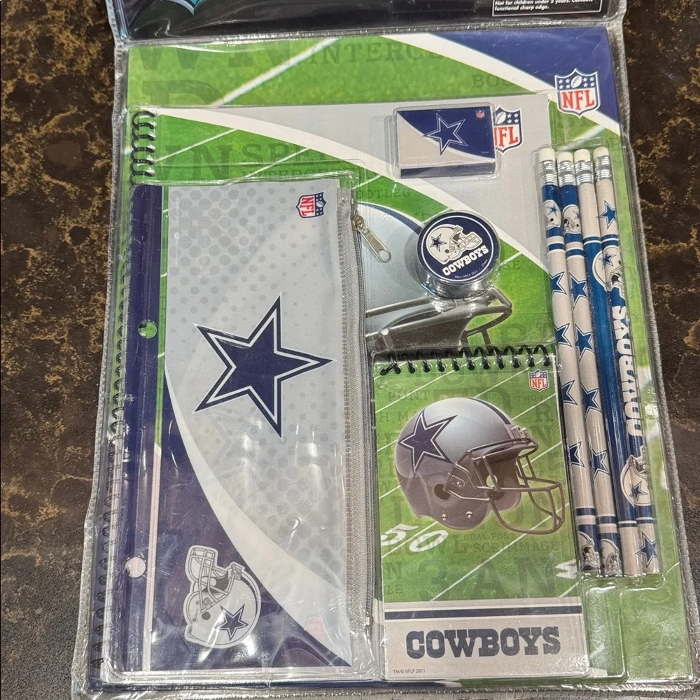 NFL Dallas Cowboys Back to School Blue and Silver Stationery Set 11 pieces